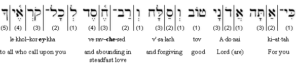 Psalm 86-5 (BHS) Transliterated