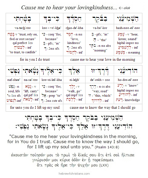 Psalm 143:8 Hebrew Lesson